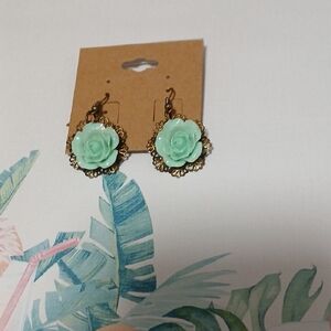 Floral Mint Green Earrings